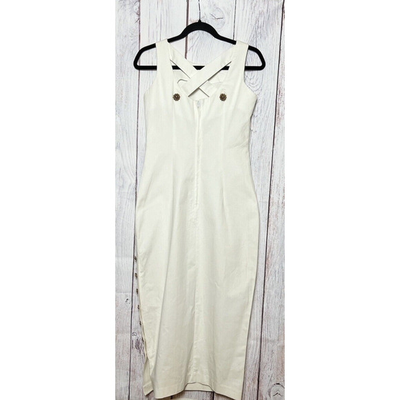 Vintage 1990s Michael Angela Collections White Maxi Dress Size 4 - Picture 1 of 8